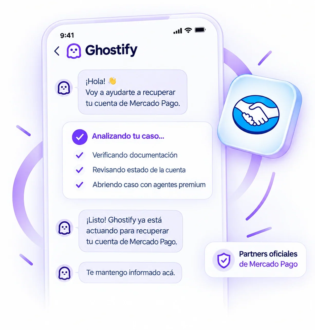 App Ghostify recuperando una cuenta de Mercado Pago